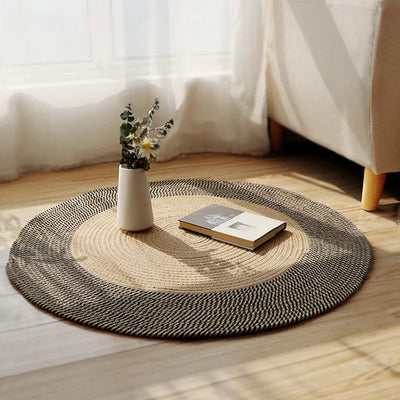 Jute Round Carpets For Living Room Bedroom Home Decor Sisal Patchwork Mat Rugs Hotel Garden Coffee Table Mats Woven Retro Style