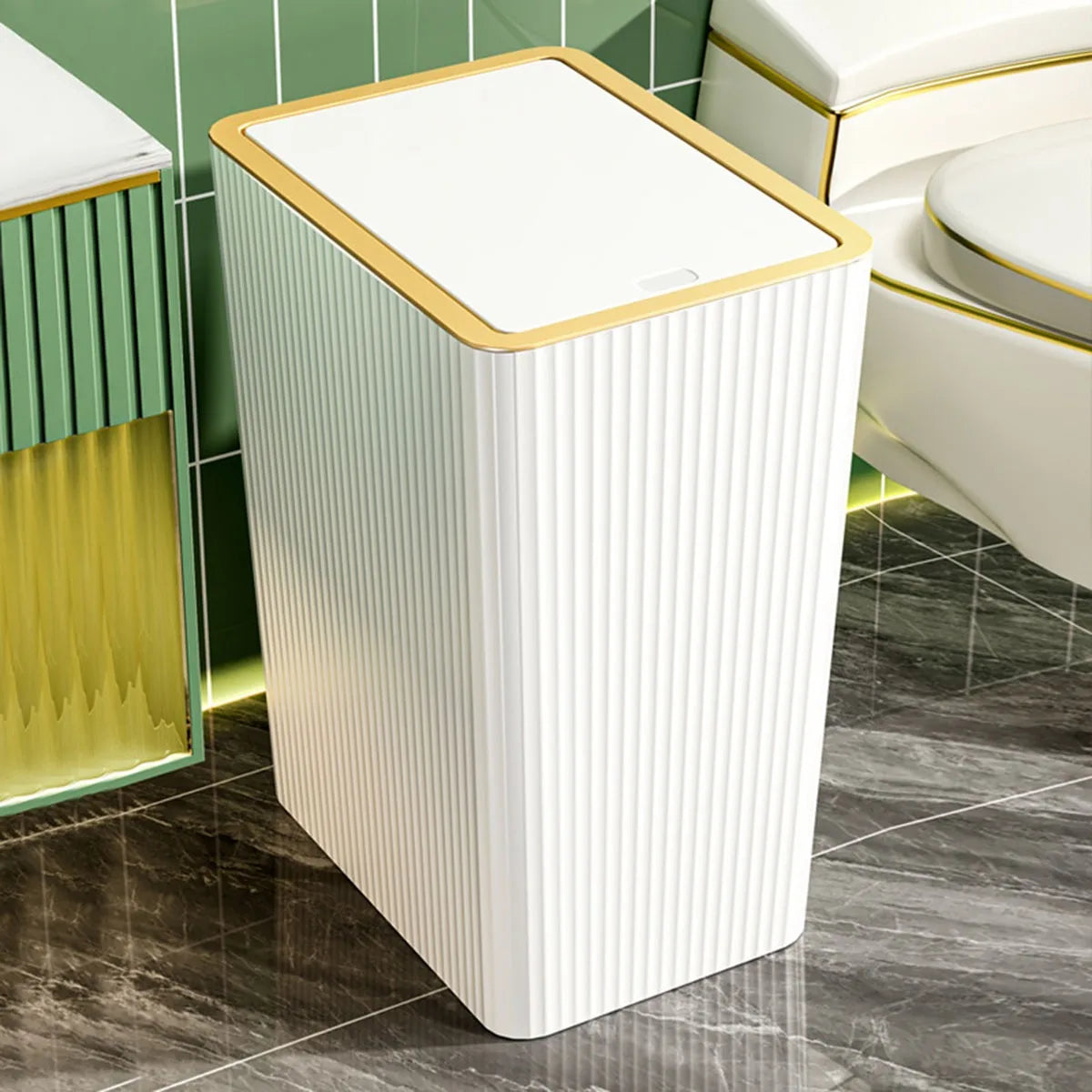 12/15L Household Trash Can Nordic Gold Covered Trash Can with Lid for Bathroom Living Room Kitchen Bedroom Household Products