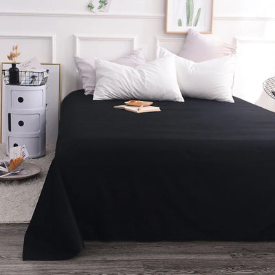 100% Pure Cotton Black Flat Sheet 1pc High Quality Solid Color Soft And Comfortable Bed Sheet постельное белье (No Pillowcase）