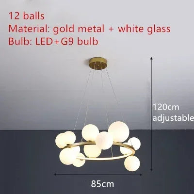 Home Indoor LED Glass Chandeliers G9 Pendand Hanging Lighting Fixture Living Room Restaurant Pendant Lamps Black Gold Suspension