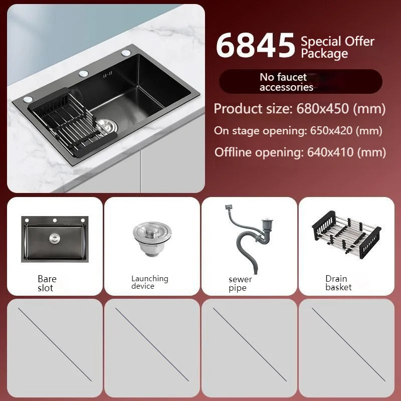 Stainless Steel Kitchen Sink Large Single Slot Undermount Basin Household Washbasin Multifunctional Sinks Apartment