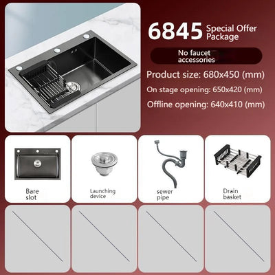 Stainless Steel Kitchen Sink Large Single Slot Undermount Basin Household Washbasin Multifunctional Sinks Apartment