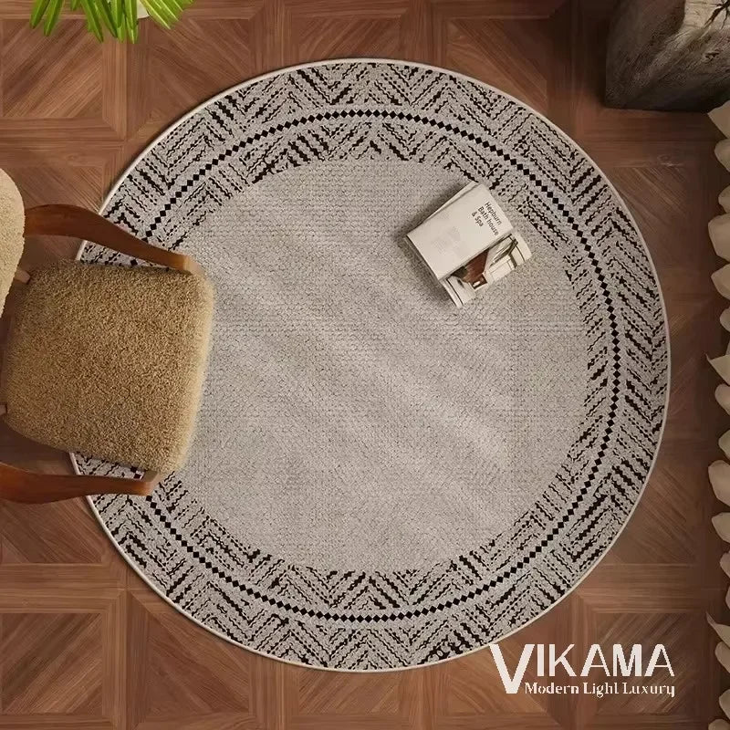 VIKAMA Round Simple Light Luxury Upgraded Material Living Room Bedroom Kitchen Bathroom Thickened Floor Mats Rug Carpet