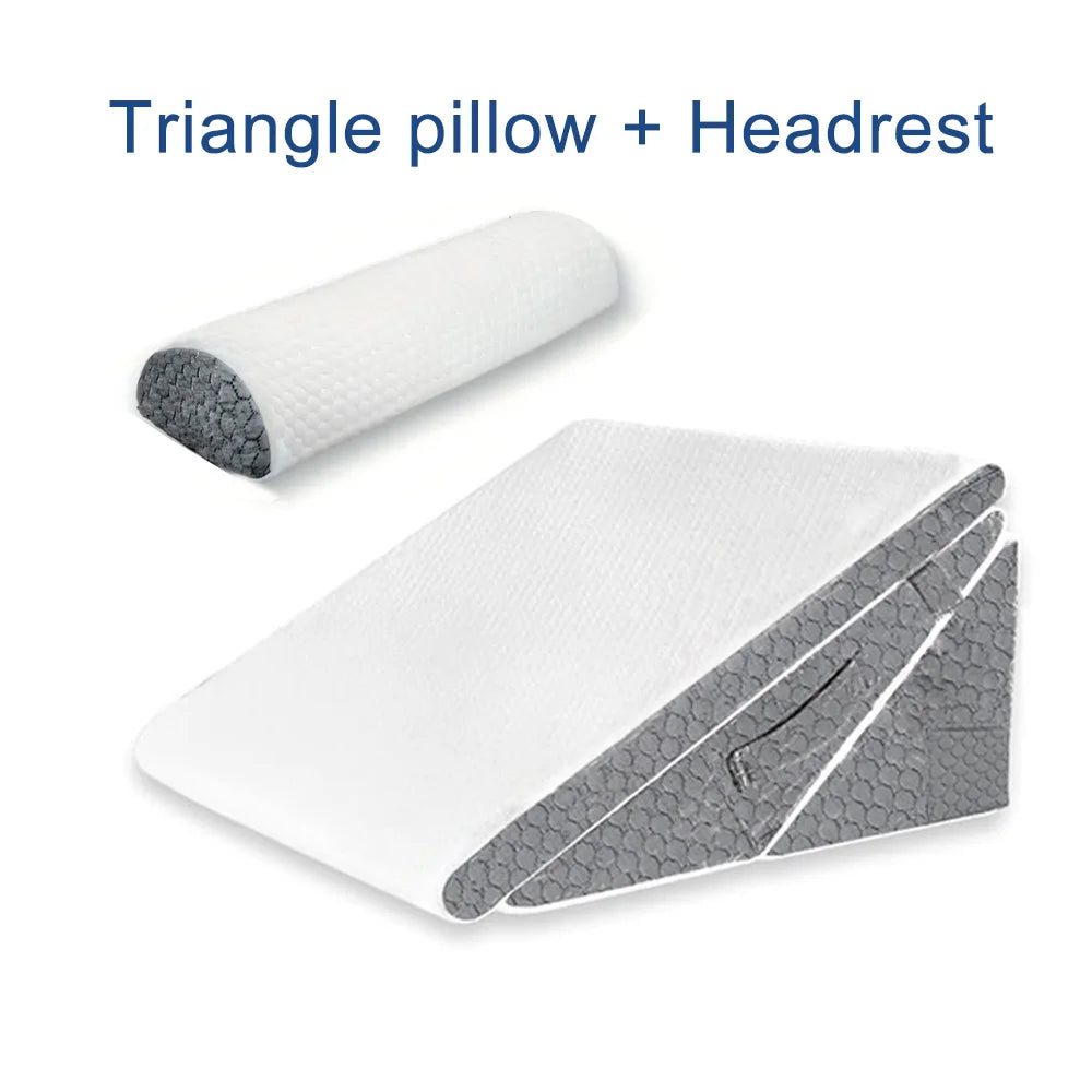 Wedge Pillow Set for Acid Reflux Gerd Snoring Back Knee Pain Adjustable Folding Triangle Pillow Headrest for Sleeping