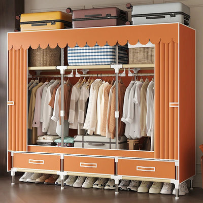 Orange wardrobe with drawers for home use, bedrooms for rent, sturdy and durable clothes cabinet for hanging clothes