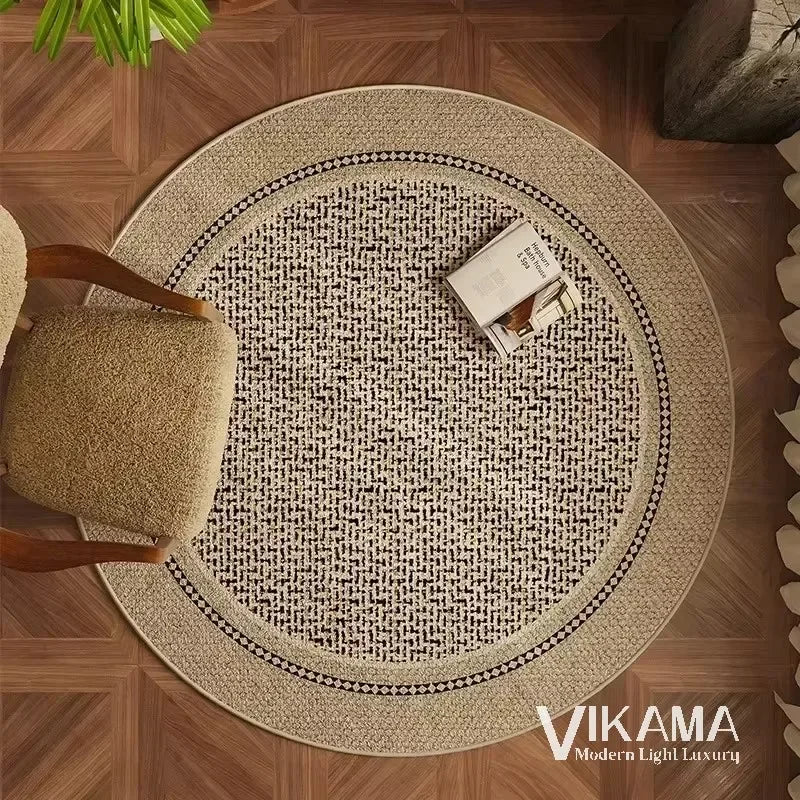 VIKAMA Round Simple Light Luxury Upgraded Material Living Room Bedroom Kitchen Bathroom Thickened Floor Mats Rug Carpet