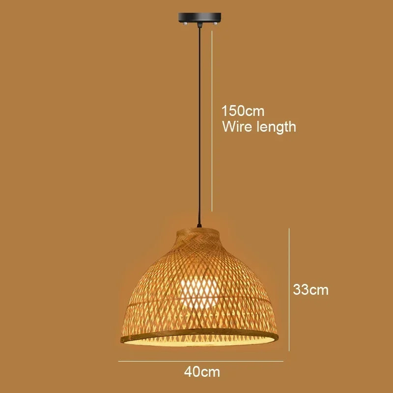 Big Size Bamboo Pendant Lamp Natural Rattan Chandeliers E27 Hand-knitting Café Restaurant Living Room Decor Hanging Lamp Indoor