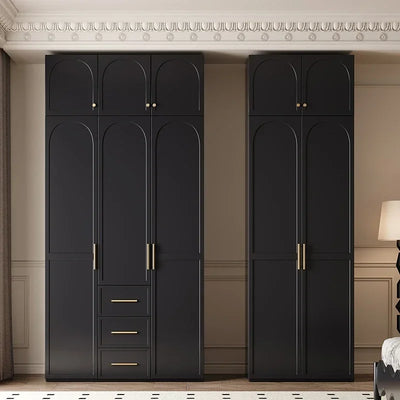 French Retro Style Black Wardrobes Storage Multilayer Cabinet Open Closets Wardrobes Bedroom Drawers Rangement Chambre Furniture