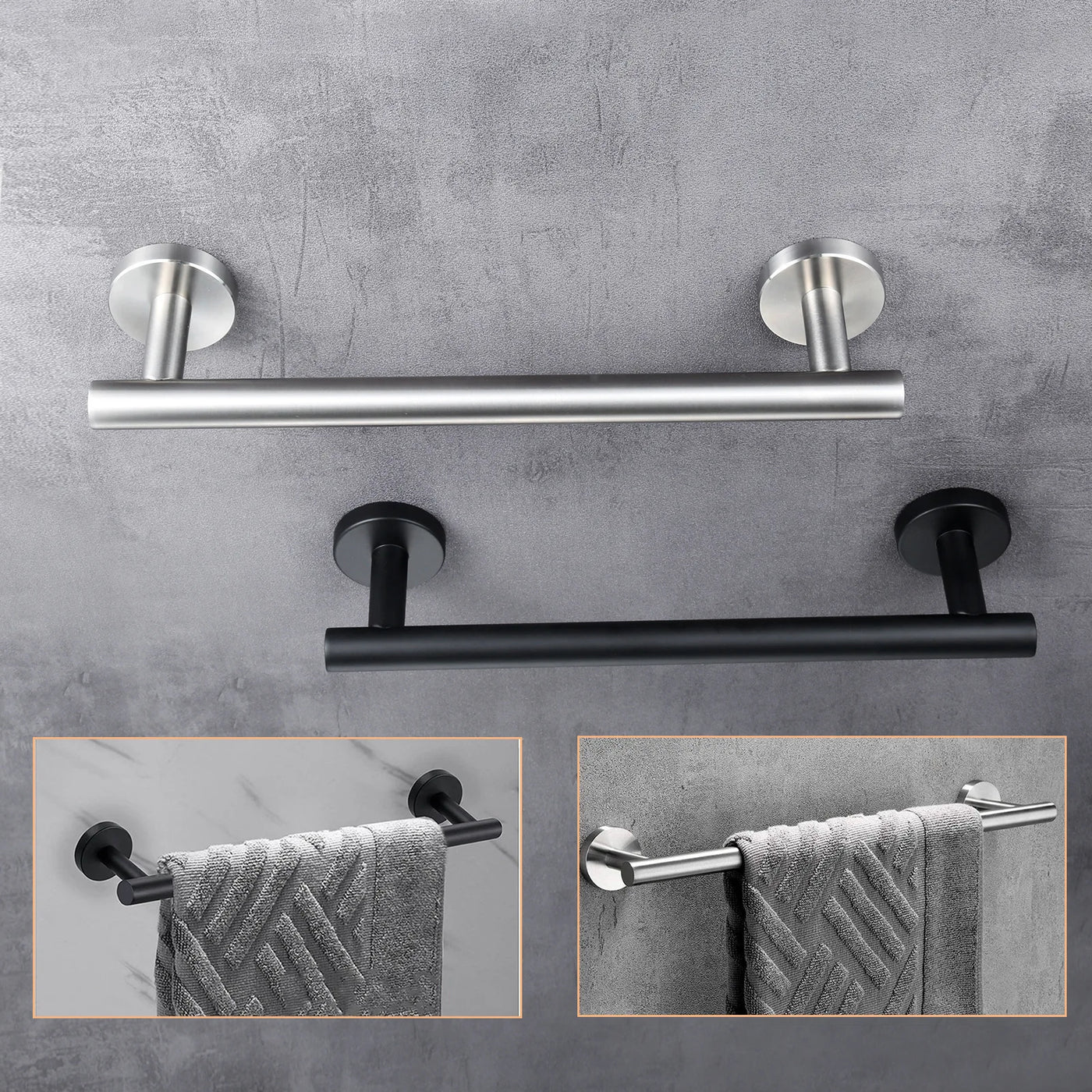 40cm Towel Holder Towel Rails Wall Mount Rack Bathroom Towel Bar 304 Stainless Steel Towel Shelf Bathroom Accessories