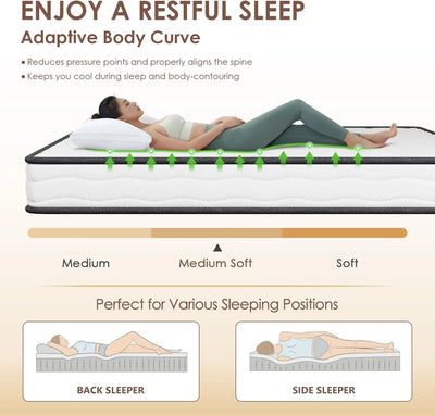 6 Inch Hybrid Mattress with Innerspring and Foam/Fiberglass Free/Medium Firm Spring Mattress/Twin Size Mattress in a Box/CertiPU