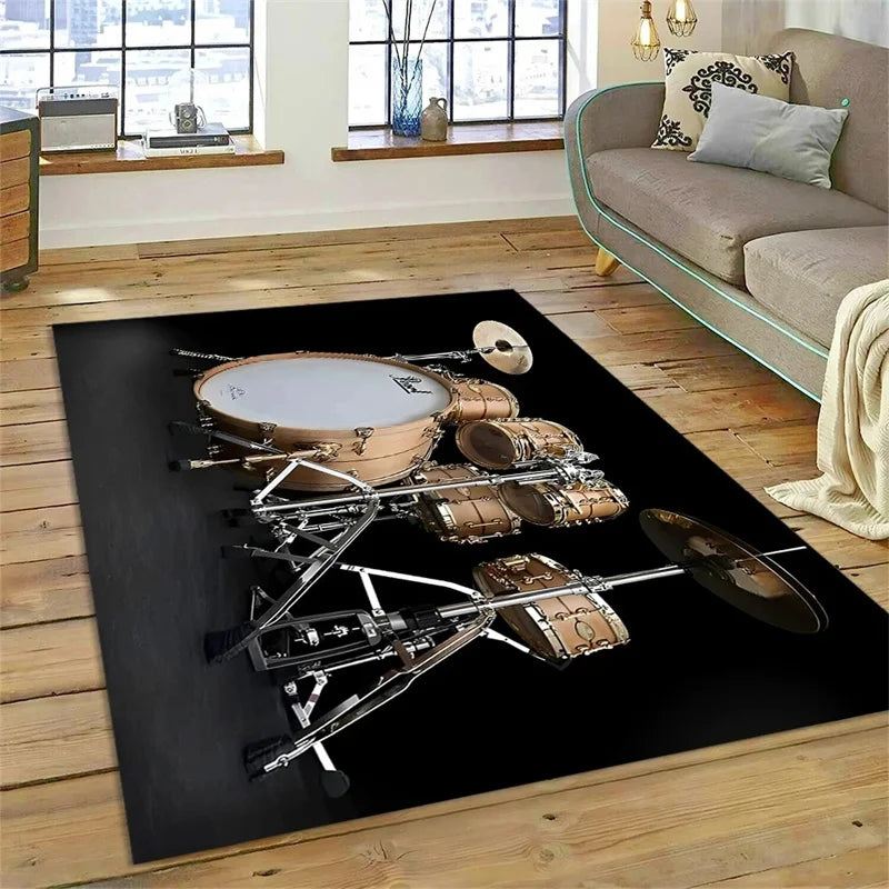 Drum Kit Carpet for Living Room Bedroom Decoration Music Instruments Area Rugs Non-slip Home Lounge Floor Mat Kitchen Doormat