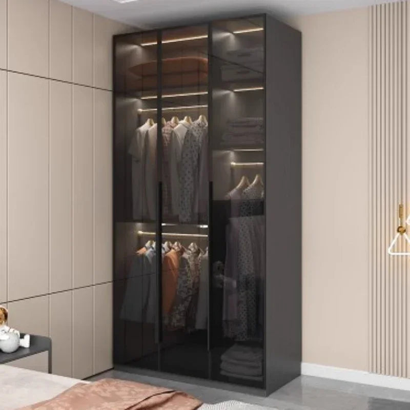 With Glass Doors Wardrobes Multilayer Luxury Storage Open Closets Wardrobes Cabinet Shelves Guarda Roupas Bedroom Furniture