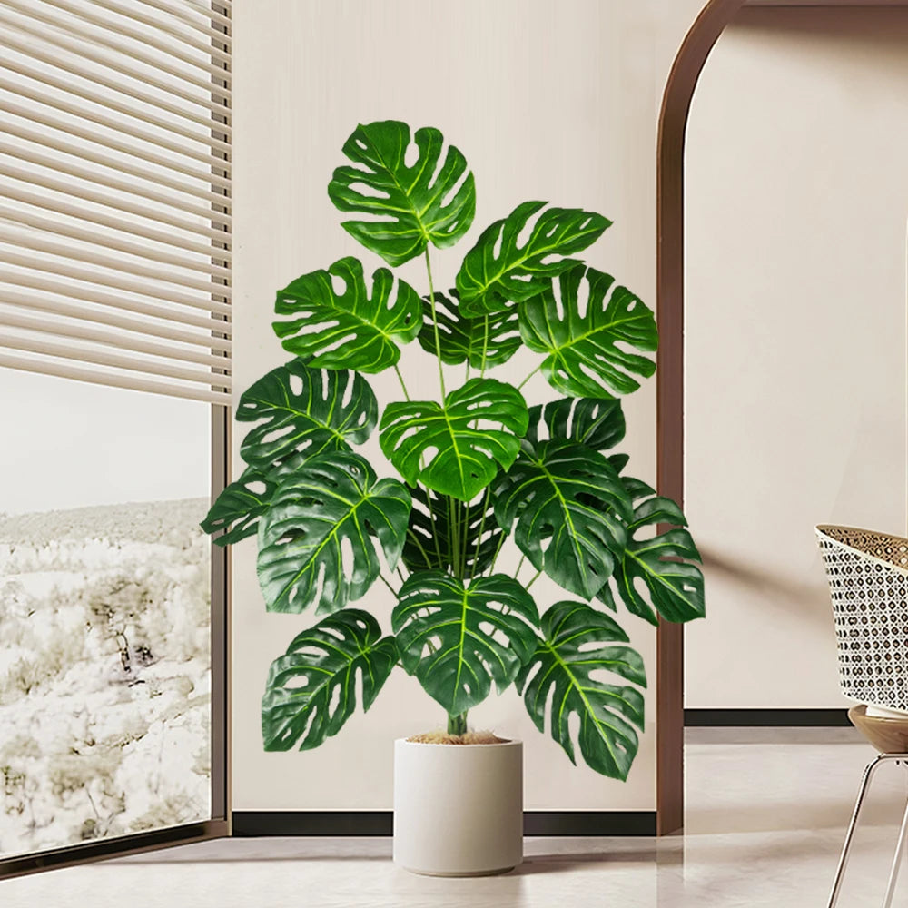 70-100cm Artificial Monstera Tree Fake Palm Plants Plastic Turtle Leafs Tropical Landscape Plants For Home Garden Office Decor