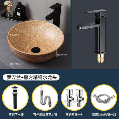 Medieval style platform basin ceramic art bathroom washing creative washbasin household washsink single