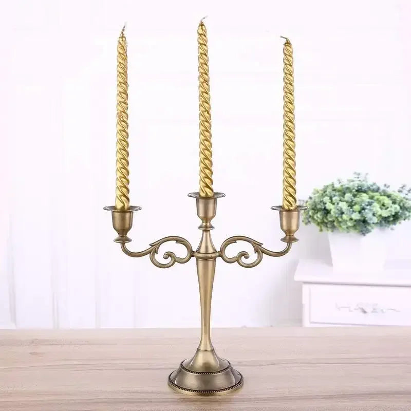 Home decor Bronze Candelabra Metal 5/3 arms Candle Holders Wedding Decoration Candlesticks Event Candle Stand Table Centerpiece