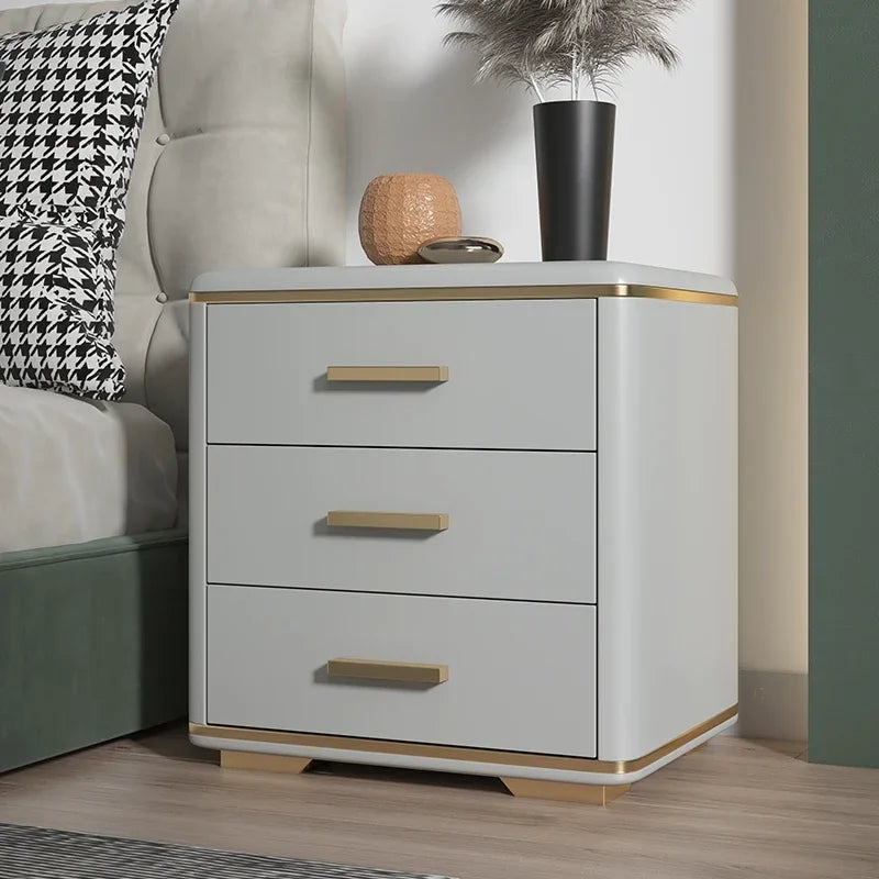 Bedside cabinet, simple, modern, light luxury, simple household small bedroom, bedside cabinet, solid wood, white storage cabine