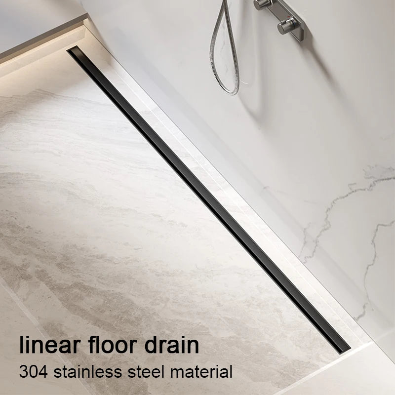 Linear Floor Drain Stainless Steel Shower Drain Black Bathroom Drainage 3.2cm Wide Narrow Shower Floor Tile Bathtub Accessories