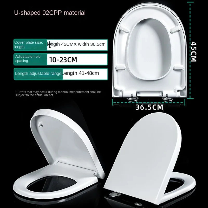 Adjustable Thickened Toilet Cover PP Slow Lowering Toilet Cover  General Purpose Old Style V-U Square O Toilet Cover