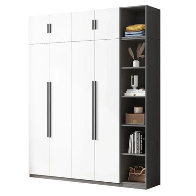 Wooden Wardrobe, Dustproof Cabinet, Cabinet with Clothes Drying Pole, Multiple Sizes Can Be Selected, Home Bedroom Wardrobe