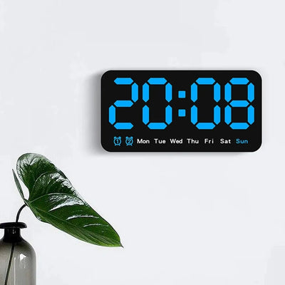 Digital LED Alarm Clock with Snooze Function.For Table Stand or Wall Hanging.Brightness Level Adjustable.Sound Control Backlight