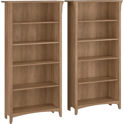 Salinas 5 Shelf Bookcase - Set of 2 | Large Open Bookcase with 5 Shelves in Reclaimed Pine | Sturdy Display Cabinet for Library