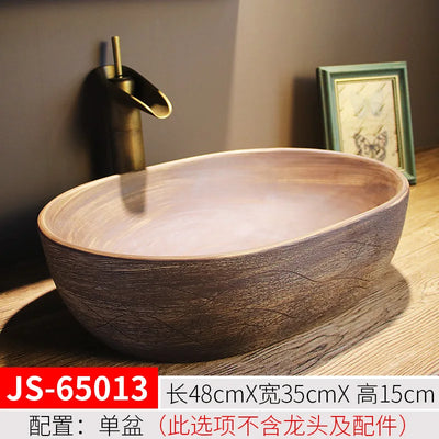 Jingdezhen Art Inter-Platform Basin Chinese New Style Ceramic Washbasin Bathroom Table Wash Basin