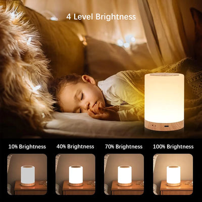 Smart LED Night Light,Portable Touch Control Table Lamp,USB Rechargeable RGB Changing room decor for Kids Bedroom Camping