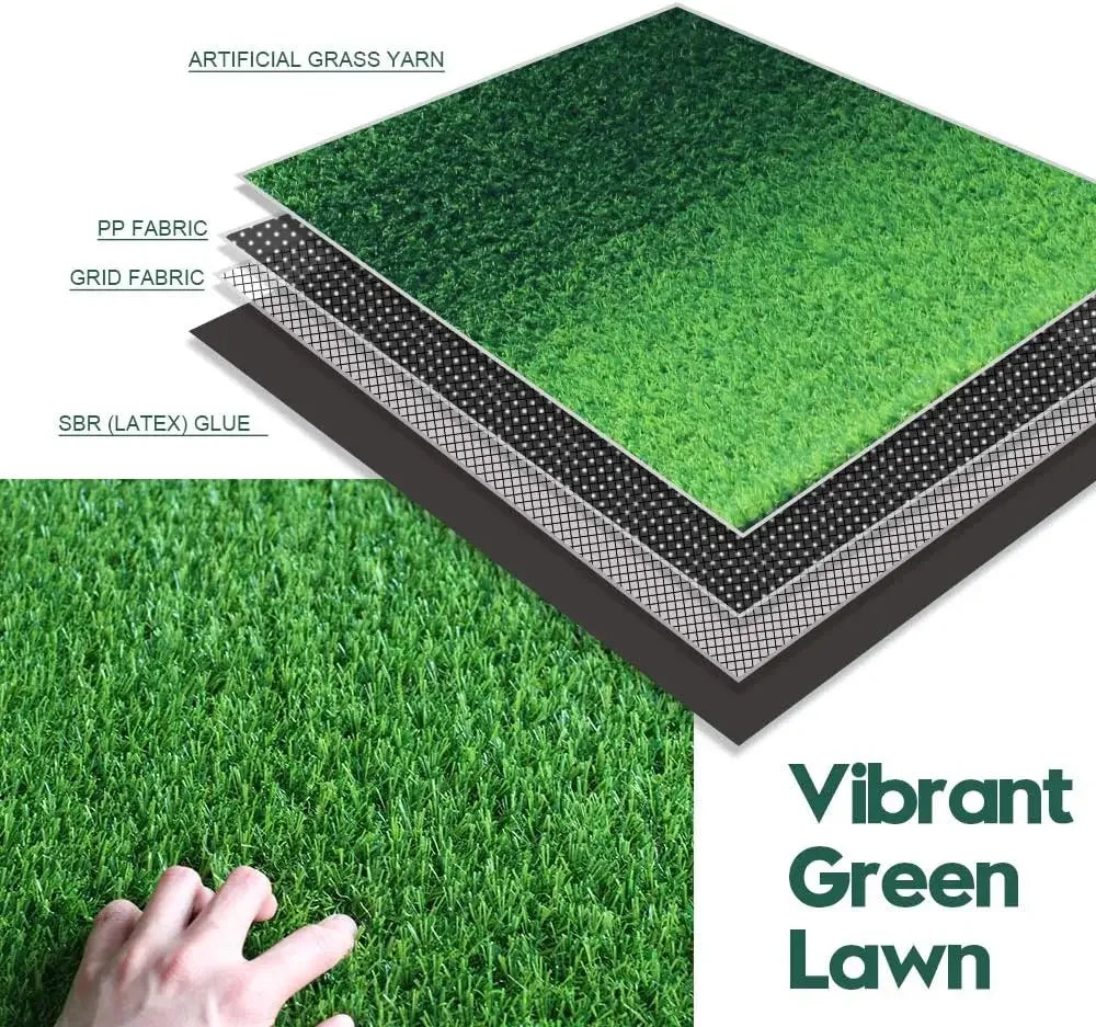 Artificial Grass Synthetic Lawn, Indoor/Outdoor Grass Carpet, Easy Installation Multi-use Astroturf Rug, Turf with Drain Holes