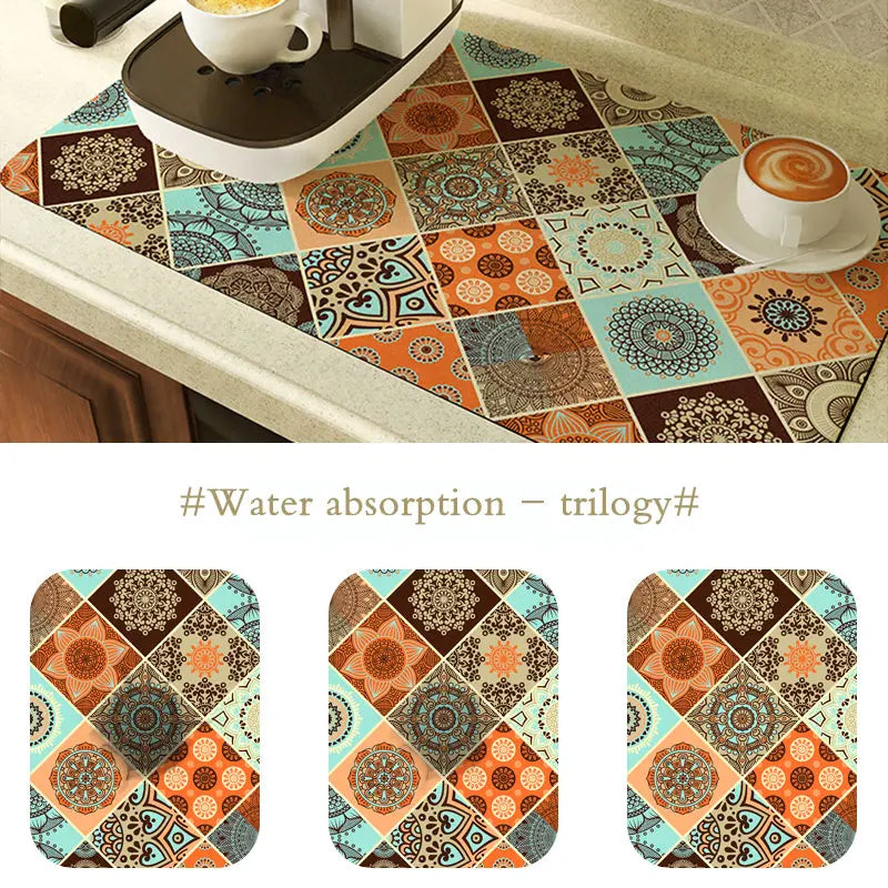 Super Absorbent Tableware Kitchen Dish Drying Mats Table Drain Pad Heat Resistant Counter Top Mat Non-slip Draining Placemat