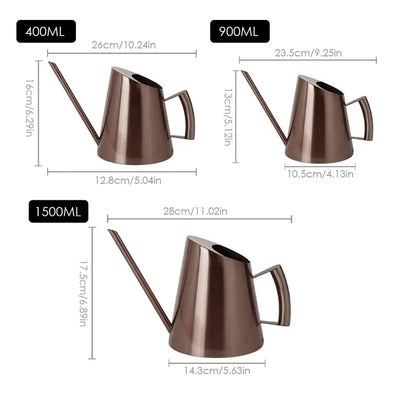 European Gardening Watering Can With Long Mouth Pot Stainless Steel 4009001500ml Household Shower Pot Gold Copper Watering Can