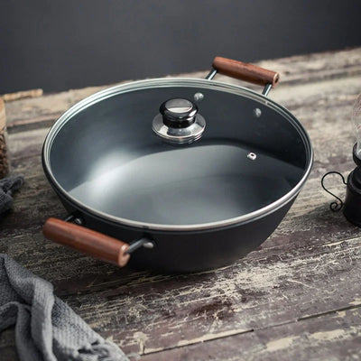 Old-fashioned Handmade Cast Iron Pot Kitchen Non-coated Thickened Woks Induction Cooker Universal Stew Pots Enamel Pot Cookware