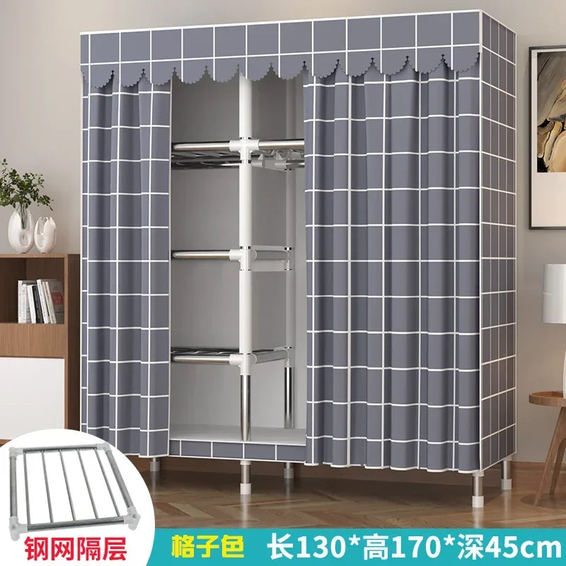 Simple Steel Frame Wardrobe  Easy Assembly, NonWoven Fabric Closet, Durable Storage Solution, Bedroom Organization