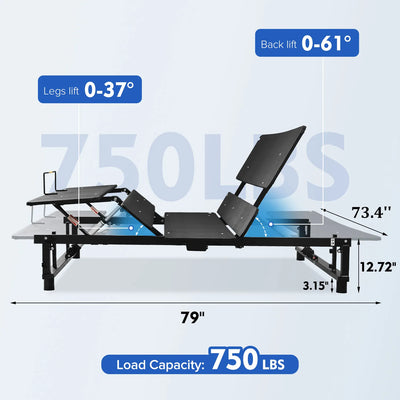 Adjustable Bed Base Frame Head and Foot Incline Quiet Motor King Size Zero Gravity