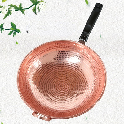 Handmade Copper Woks, Thickened Copper Wok, Kitchen Cookware Cooking Pot , LPG Gas Special Copper Soup Pots Non Stick Pans