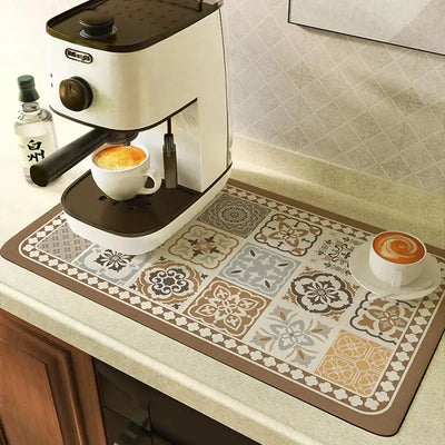 Coffee Machine Drain Pad Super Absorbent Dish Drying Mat Tableware Draining Pad Quick Dry Rug Kitchen Dinnerware Placemat