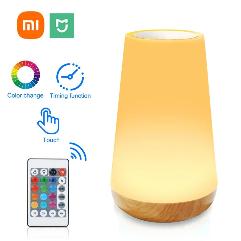 Xiaomi Mijia 13 Color Changing Night Light RGB Remote Control Touch Dimmable Portable Table Bedside Lamps USB Rechargeable Lamp