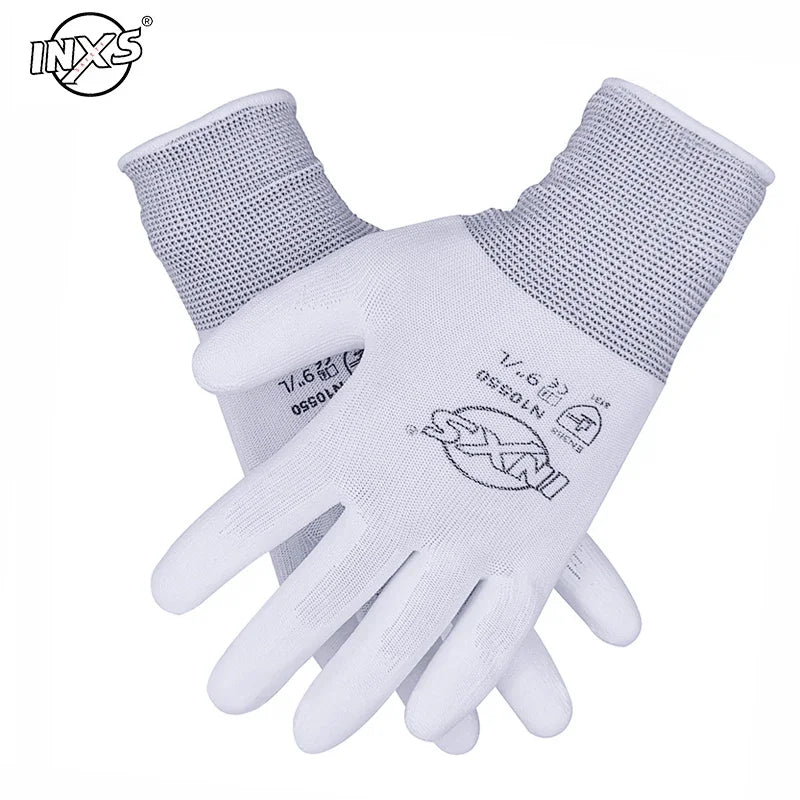 10 Pairs PU Nitrile Safety Coating Nylon Cotton Work Gloves Palm Coated Gloves Mechanic Working Gloves CE EN388