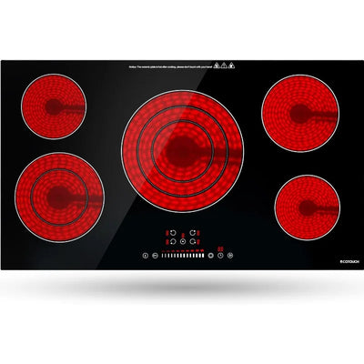 Electric Cooktop 36 Inch, ECOTOUCH Built-in Electric Cooktop 5 Burner Stove Top, 36" Radiant Electric Cooktop Stovetop