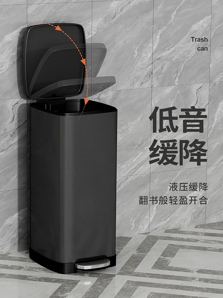 50 liter ultra large capacity stainless steel trash can, pedal style kitchen dedicated high-end household use