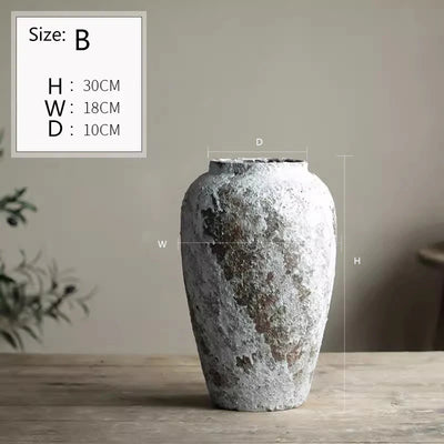 Jingdezhen mottled retro new Chinese pot wabi-sabi wind decorative ornaments entryway TV cabinet vase