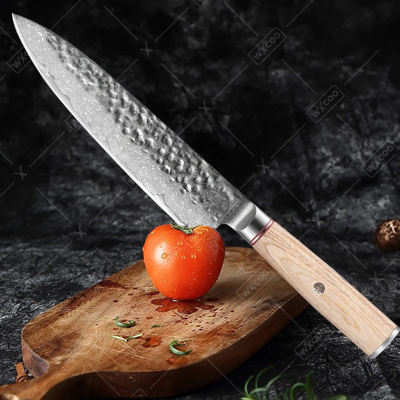 WXCOO Professional Chef Knife Kitchen Knives 67 Layers Damascus Steel  Japanese Hand Forged  Chef Cleaver Slicing Kitchen Knife