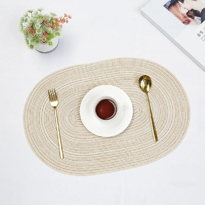 1/4/6PCS 30x50cm Big Placemats Oval Braided Brown Table Place Mats for Round Dining Tables Round Place Mat Round Table Mats 식탁매트