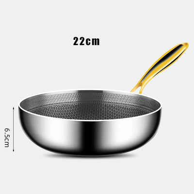 316 Stainless Steel Frying Pan Wok Non-stick Cooking Honeycomb Steak Gas Stove Pot Induction General Saucepan Kitchen Cookware