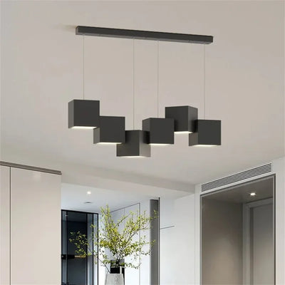 Geometric Pendant Light Is Used For Dining Room Bedroom Living Kitchen Table Black White Dimmable Remote Control Home Decoration