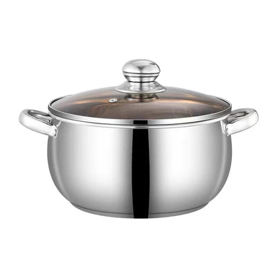 24cm/9.45in 304 Stainless Steel Casserole Apple Shape Big Capacity Tempered Glass Lid Induction Available Cookware Kitchenware