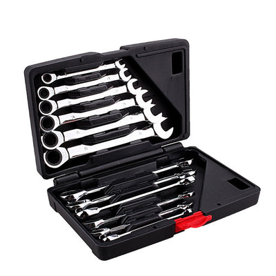 12pcs Fixed Spanners Ratchet Wrench Hand Tool Set Kit 8-19mm Spanners Ratchet Hardware Hand Tools Flexible Combination Spanners