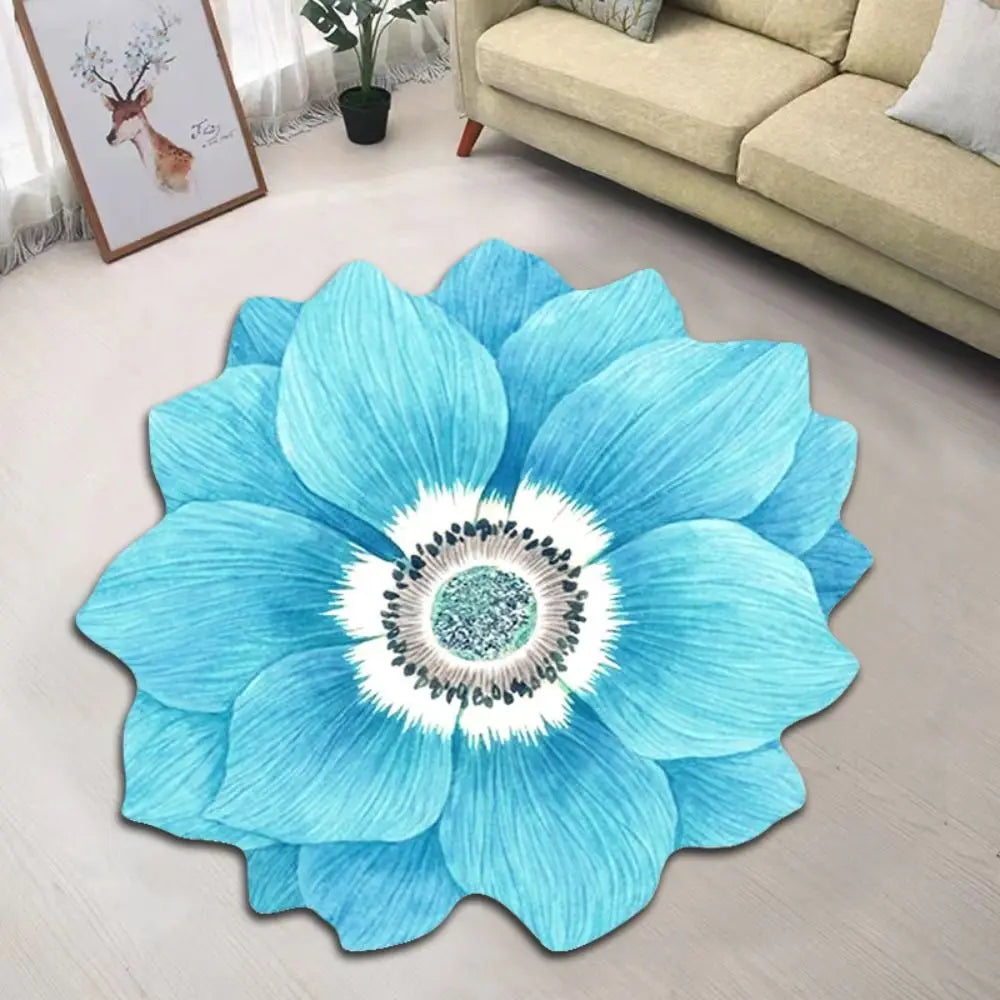 Peony Special-shaped Lotus Floor Mat Flower Carpet Magnolia Door Gasket Living Room Tea Table Bedside 60x60cm