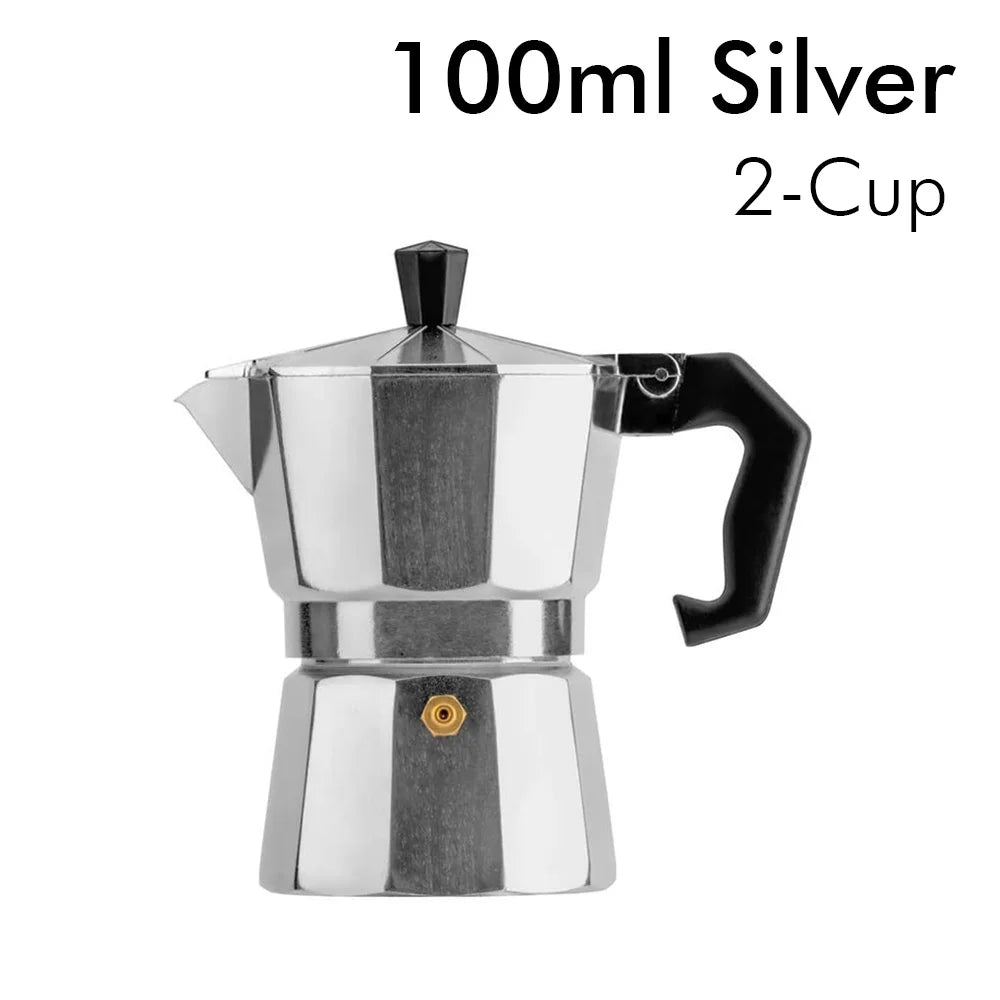 Espresso Coffee Maker Pot Aluminum Moka Pot Classic Italian Coffee Maker Stovetop Home Outdoor Moka Coffee Pot 100/150/300ml