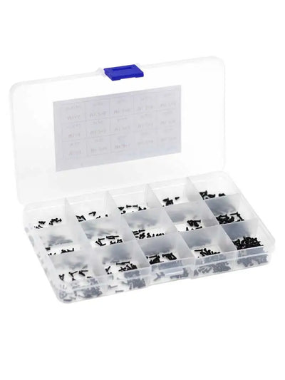 M1 M1.2 M1.4 M1.5 M1.7 Phillips Head Micro Screws PA Round Head Self-tapping Wood Screws Kit 750Pcs Small Electronic Screws Set