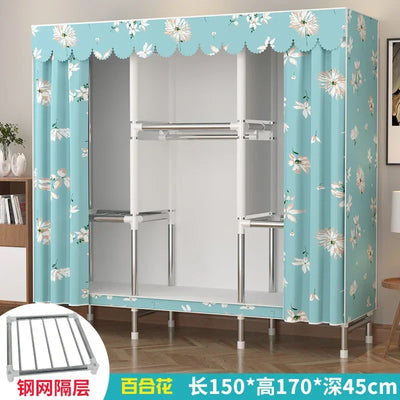 Simple Steel Frame Wardrobe  Easy Assembly, NonWoven Fabric Closet, Durable Storage Solution, Bedroom Organization